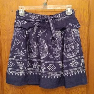 Zara indigo blue linen flax skirt with wrap around ties In size XS